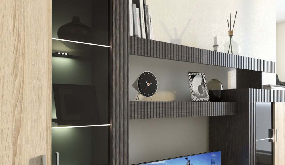 Стенка «Марк» Тик/Дуб Сонома