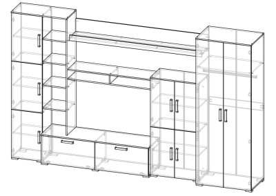 Стенка в гостиную «Атлантида-5» Венге/Дуб молочный схема