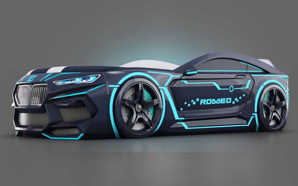 Кровать-машинка «Romeo» Neon + подсветка фар