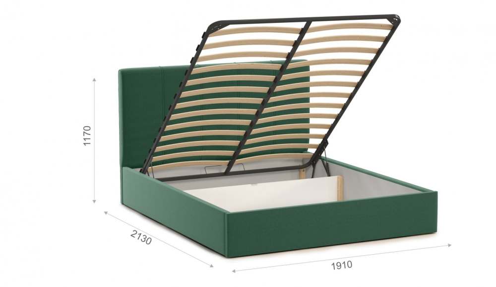 Интерьерная кровать с подъемным механизмом 180 «Джессика» Велюр Amigo green